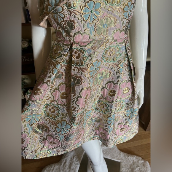 NWT Topshop Women’s Pastel & Gold Toned One Shoulder Dress SZ 6🌸✨ - Picture 4 of 15